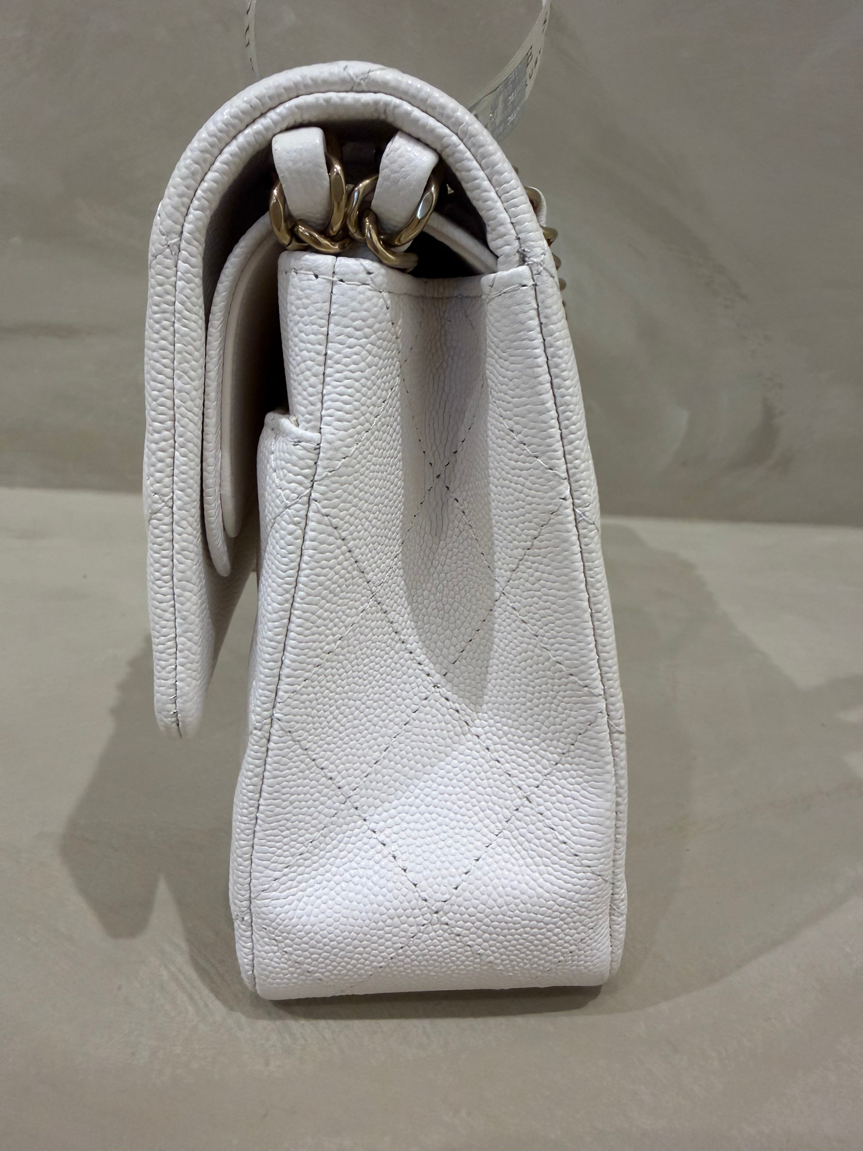 Chanel medium classic flap white