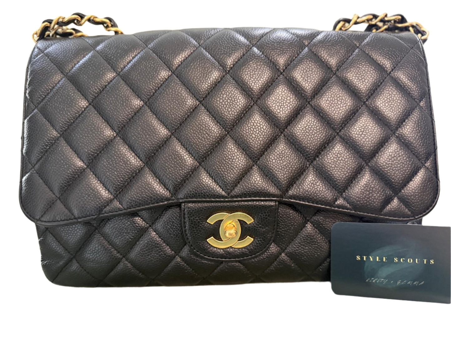 Chanel Classic Single Flap Black Caviar Leather Jumbo