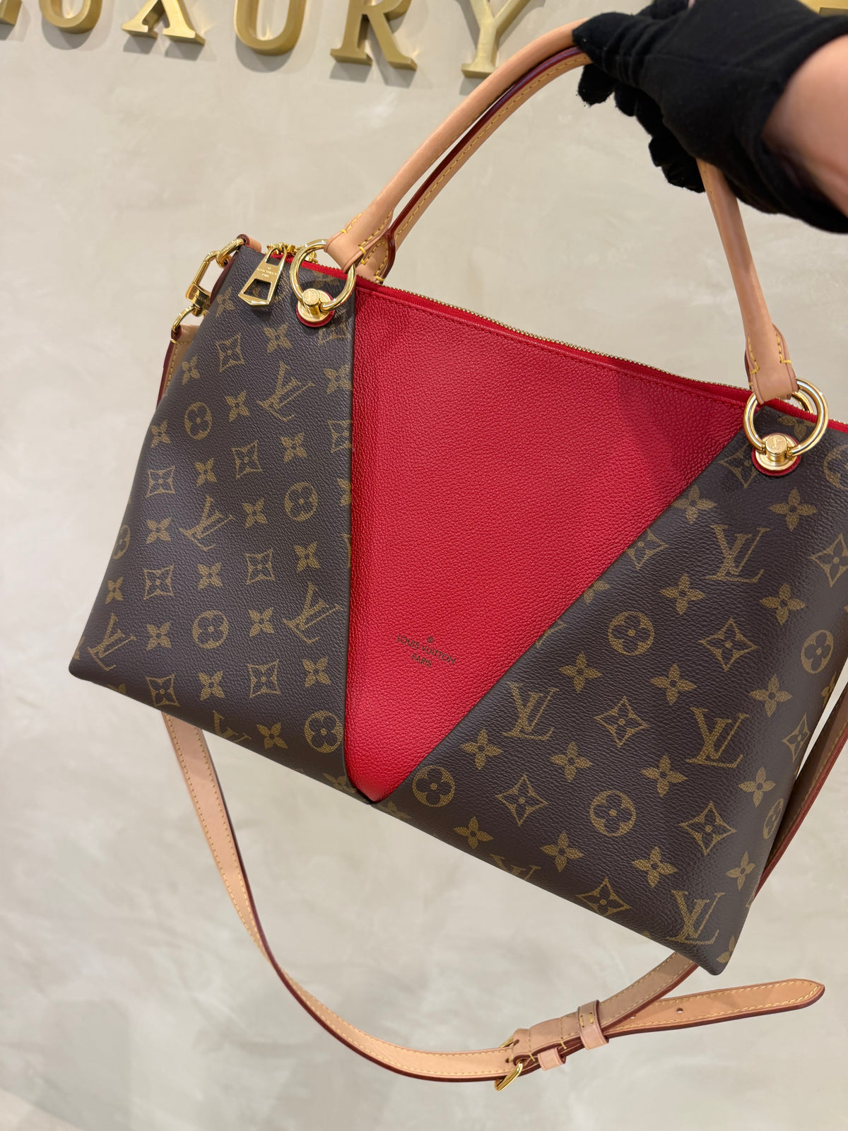 Louis Vuitton V Tote MM Monogram Red | Pre-Loved Designer Bag