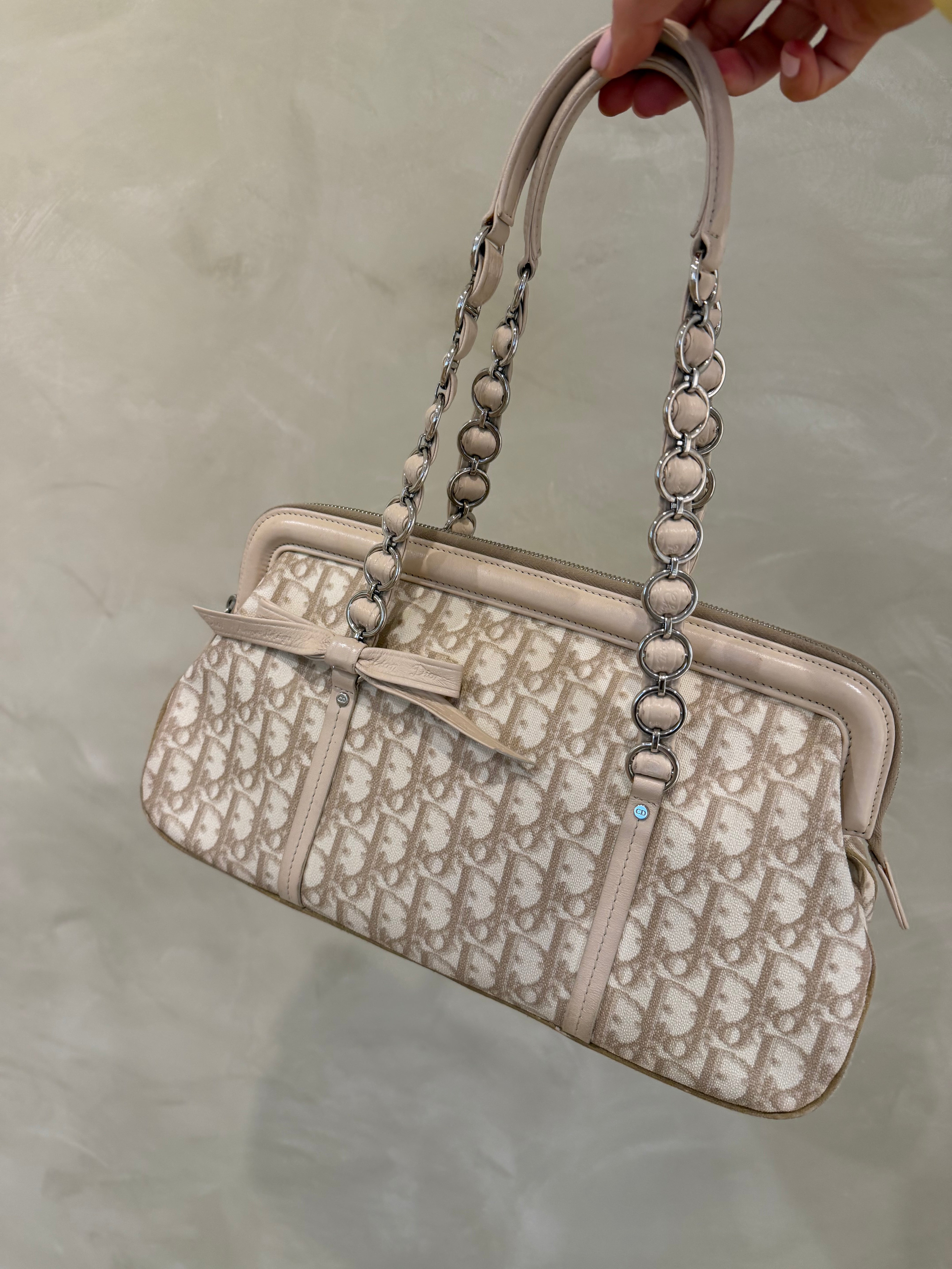 Dior Y2K Romantique Trotter Shoulder Bag – Beige Monogram Canvas & Leather(reserved)