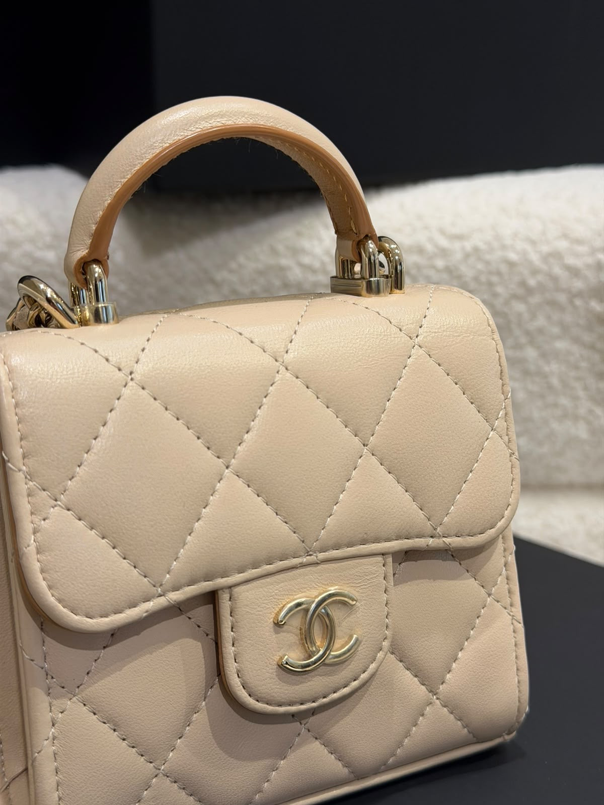 Chanel Top Handle Crossbody | Micro Mini | Lambskin Leather | Gold Hardware