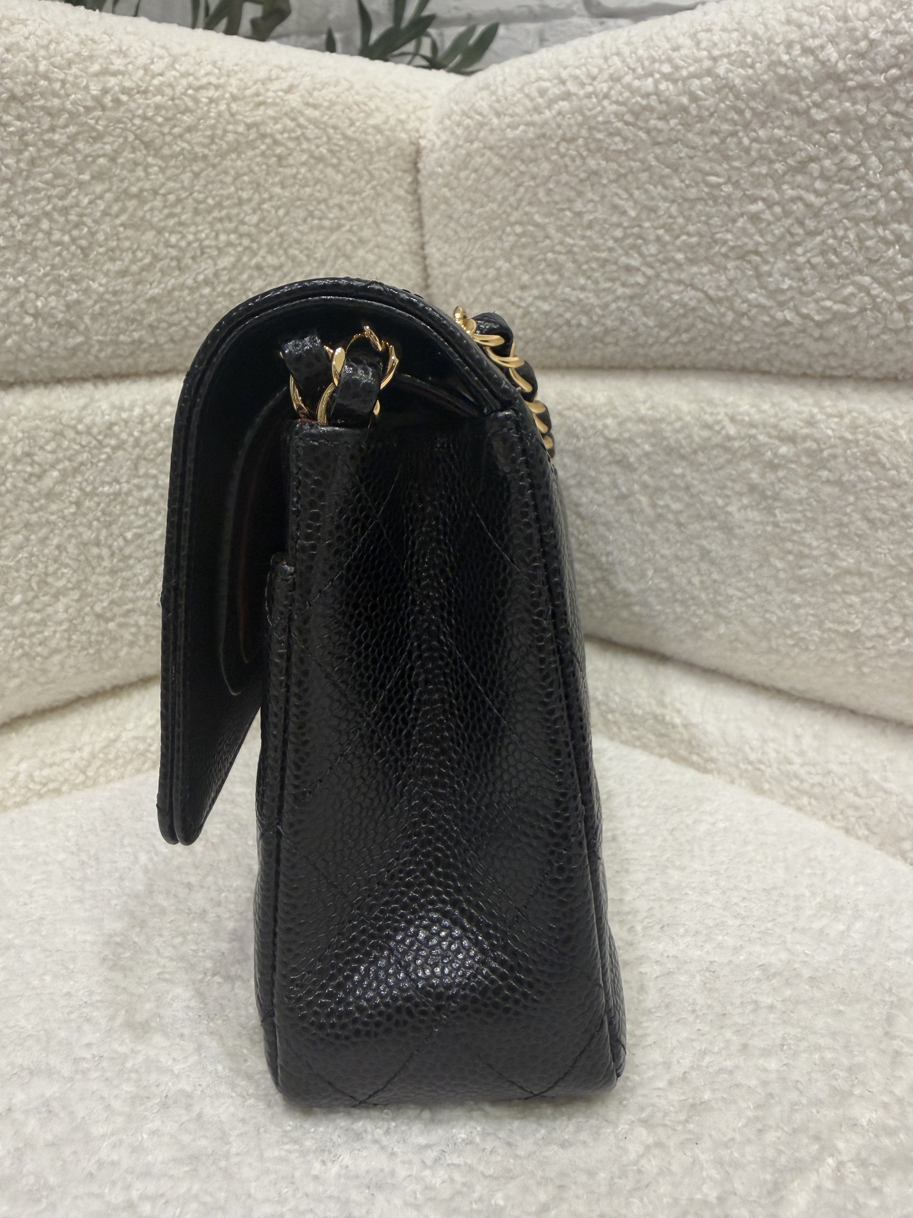 Chanel Medium Classic Flap Caviar Leather Full Set