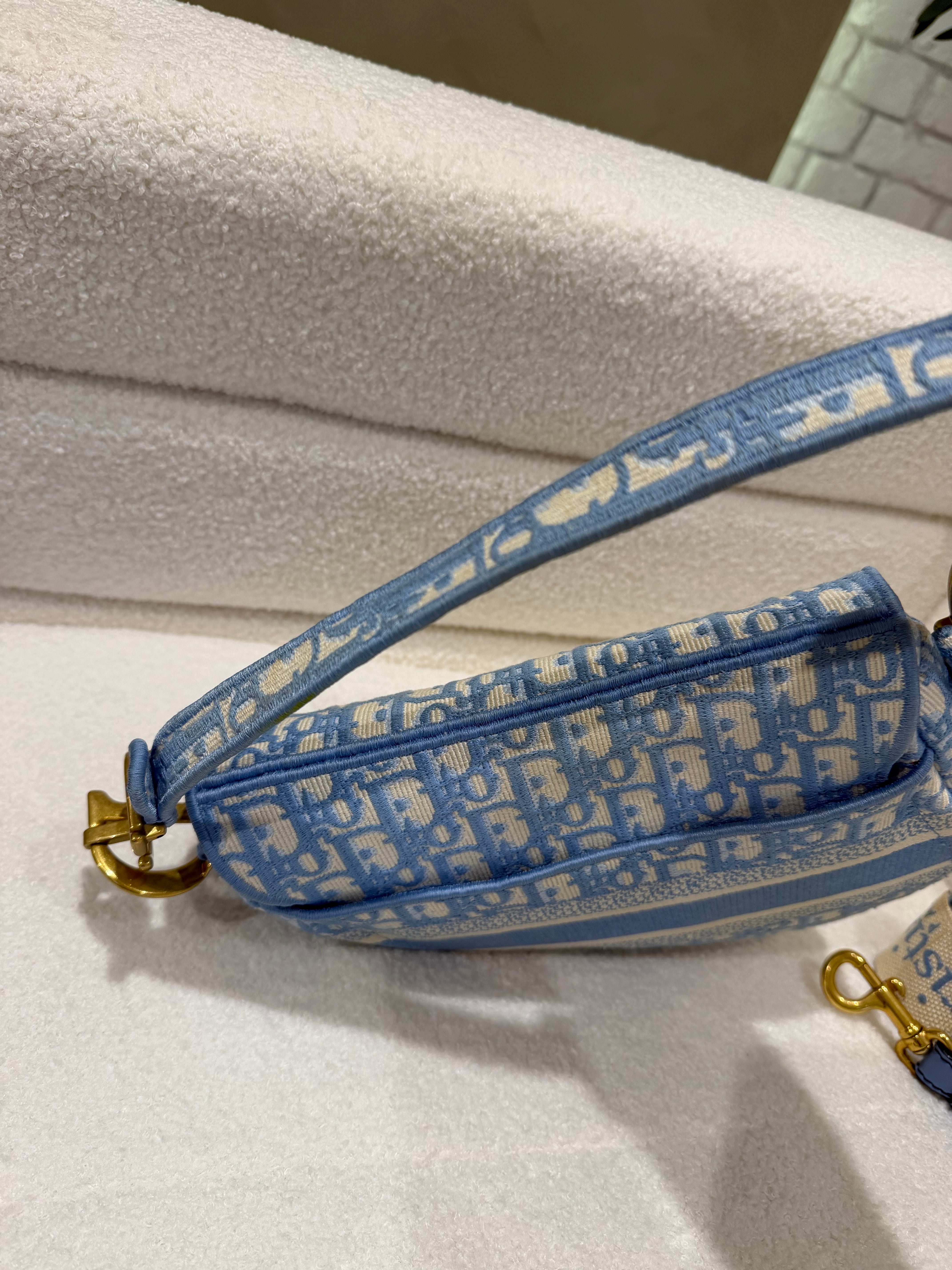 Dior Saddle Bag | Light Blue & Cream | Gold Hardware | Good condition