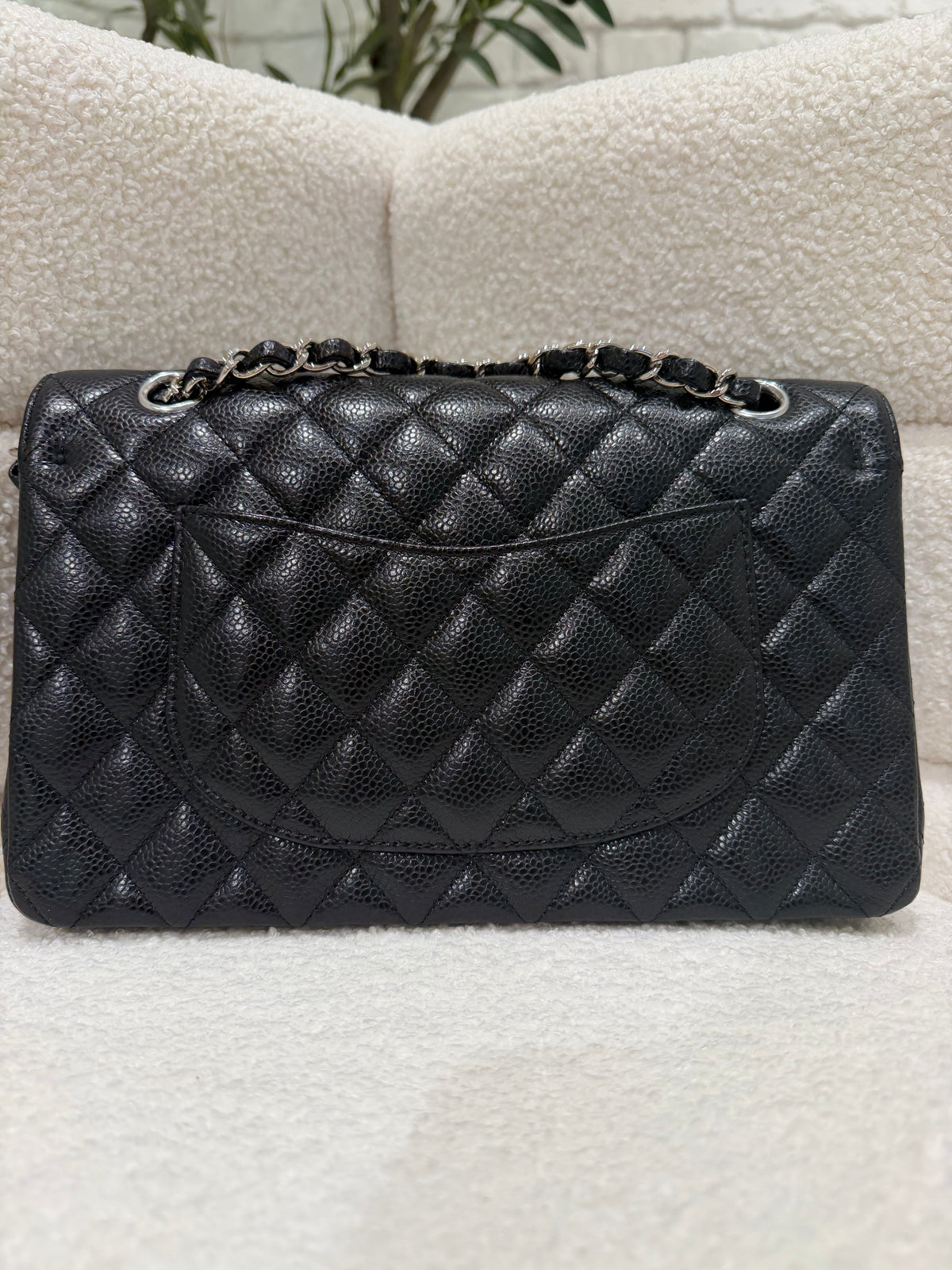 Chanel Medium Classic Flap Black Caviar Silver Hardware | Series 28