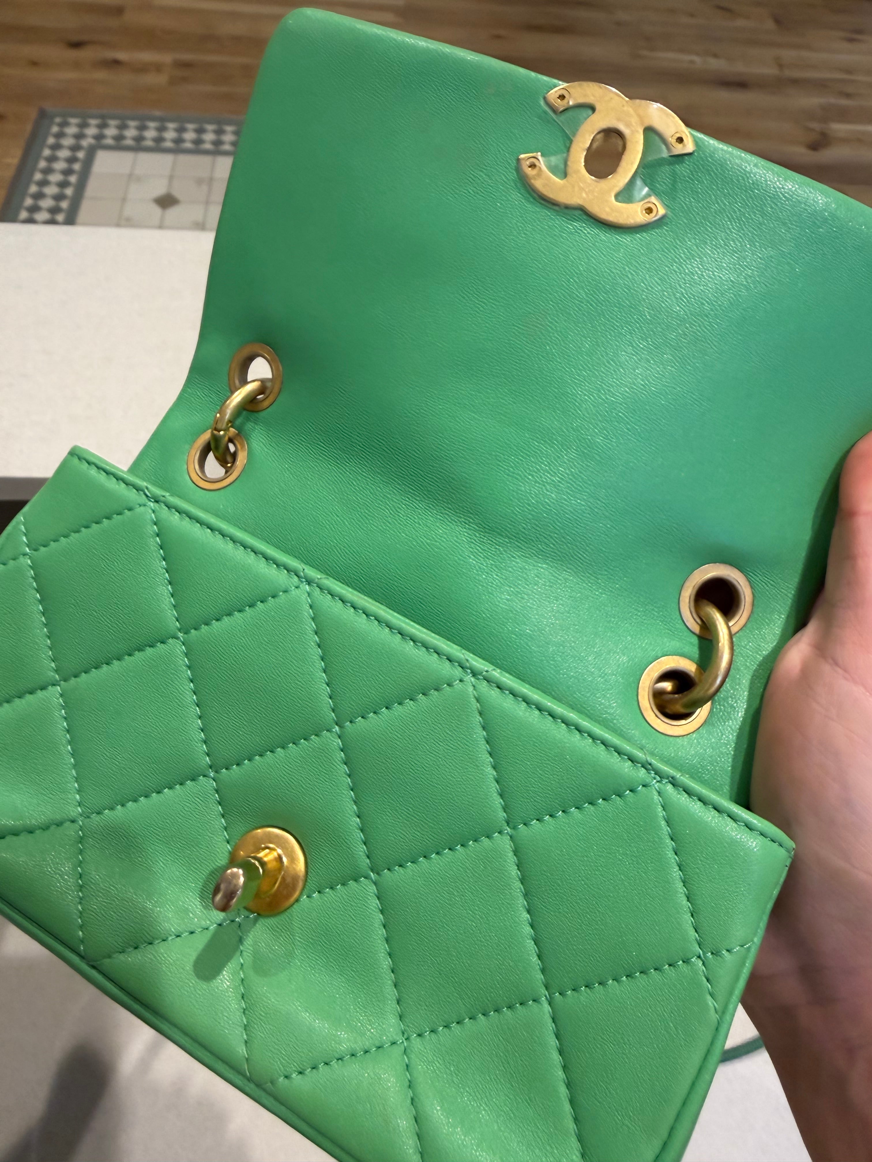 Chanel Small 'Chain Is More' Flap Bag | Green | Antique Gold Hardware