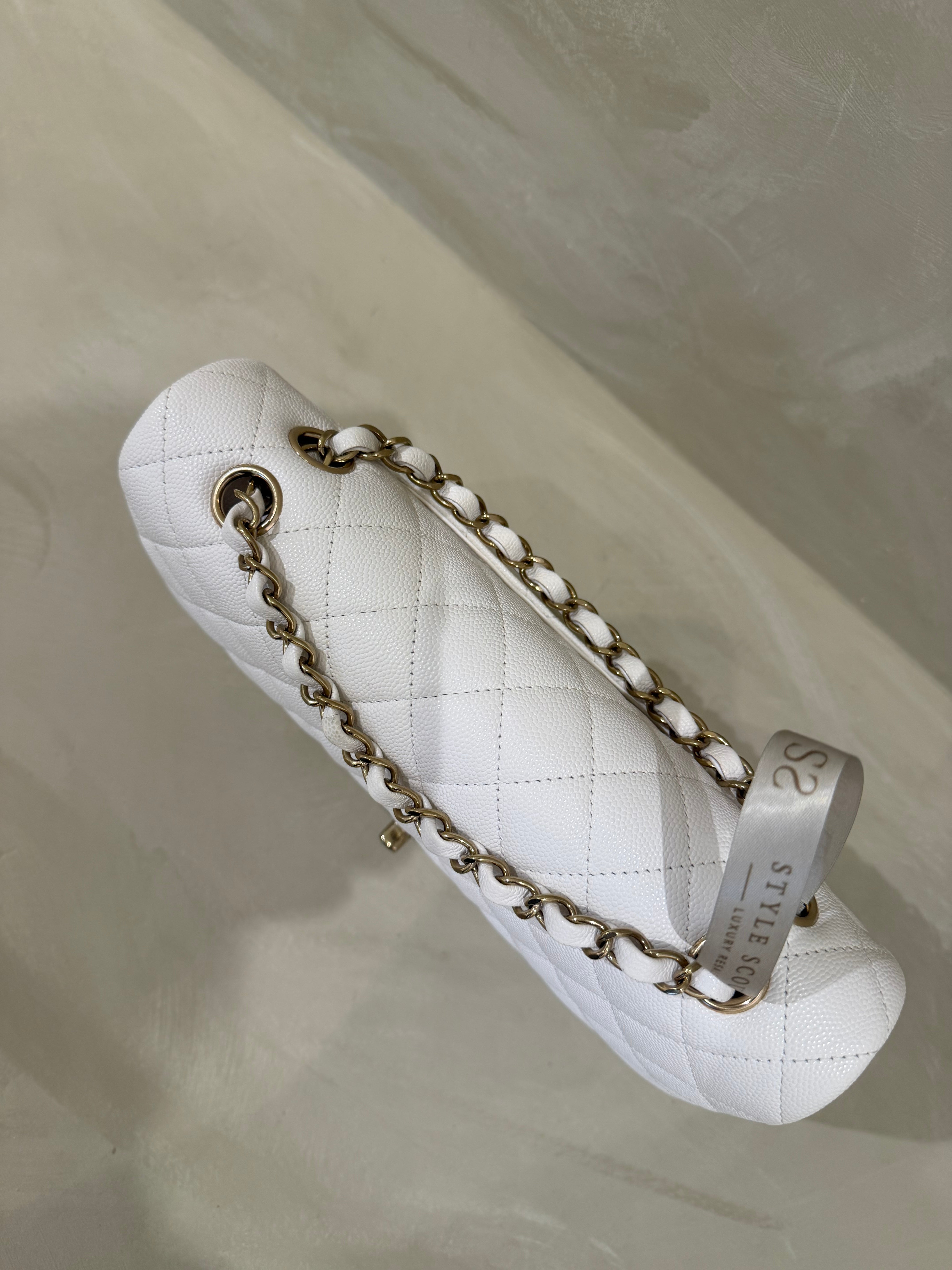 Chanel medium classic flap white