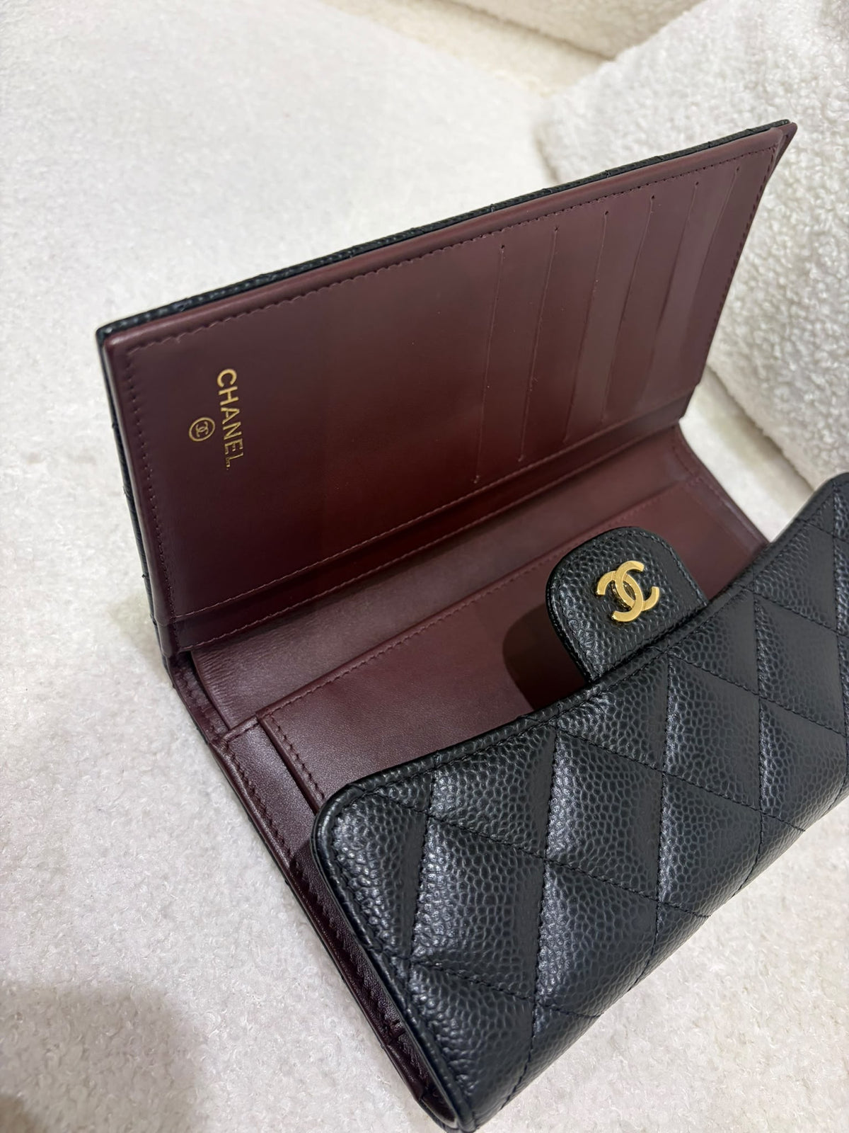 Chanel Classic Quilted Long Flap Wallet – Black Caviar Leather | Gold Hardware | Series 24