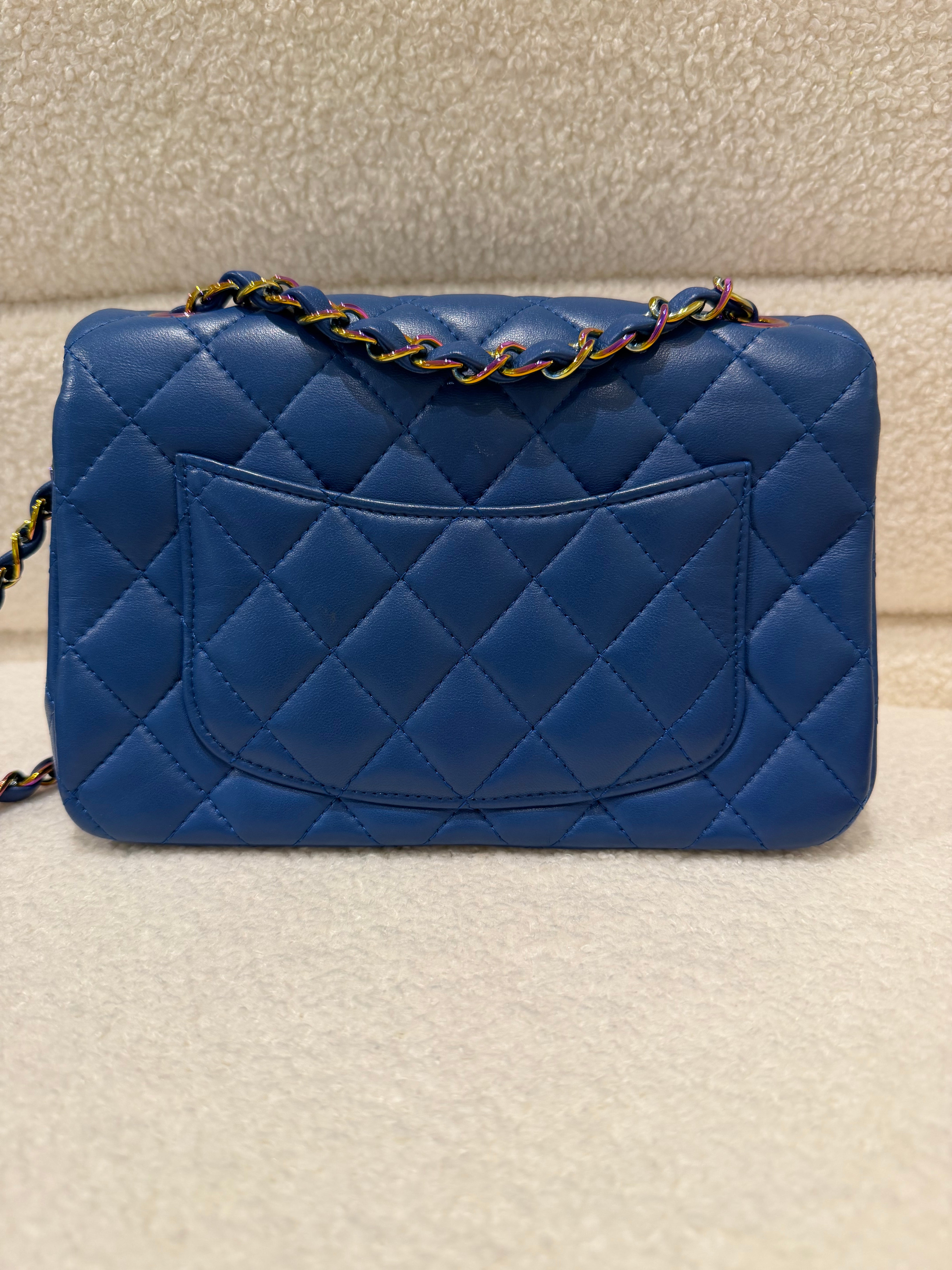 Chanel Mini Rectangle | Blue | Rainbow Hardware | Excellent condition