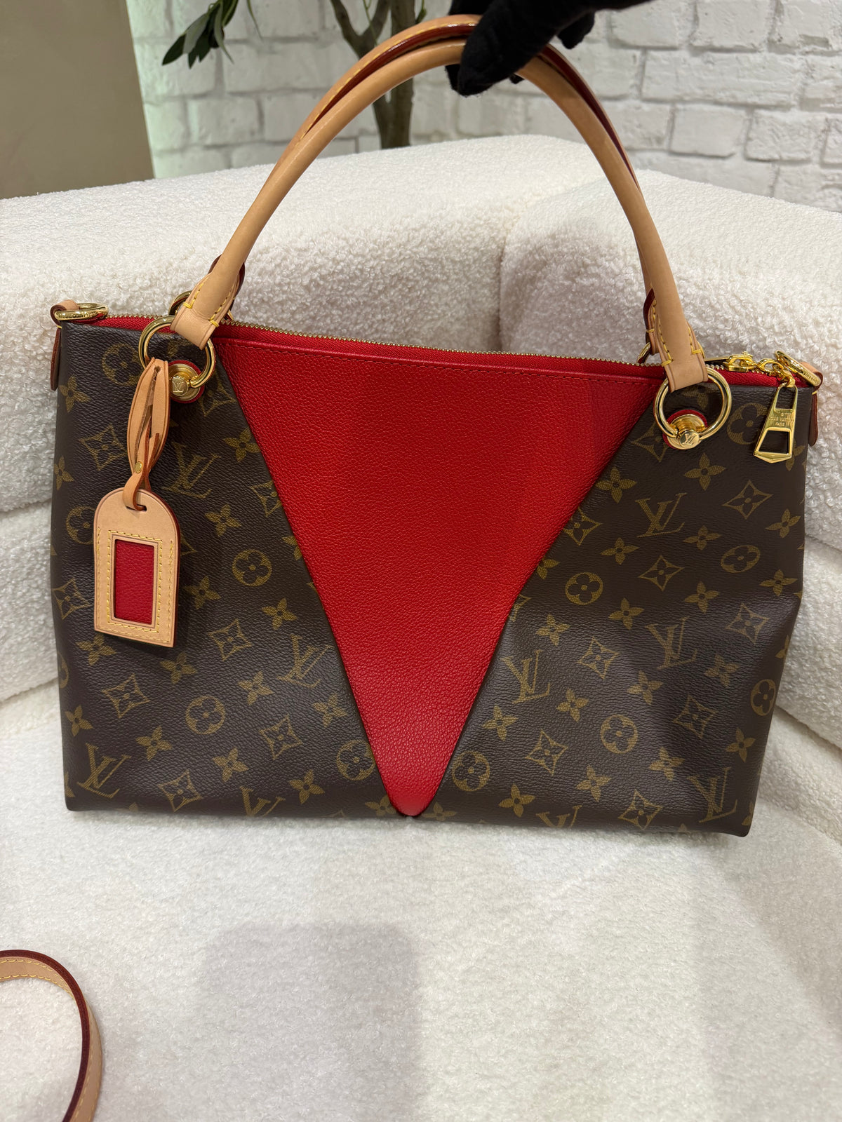 Louis Vuitton V Tote MM Monogram Red | Pre-Loved Designer Bag