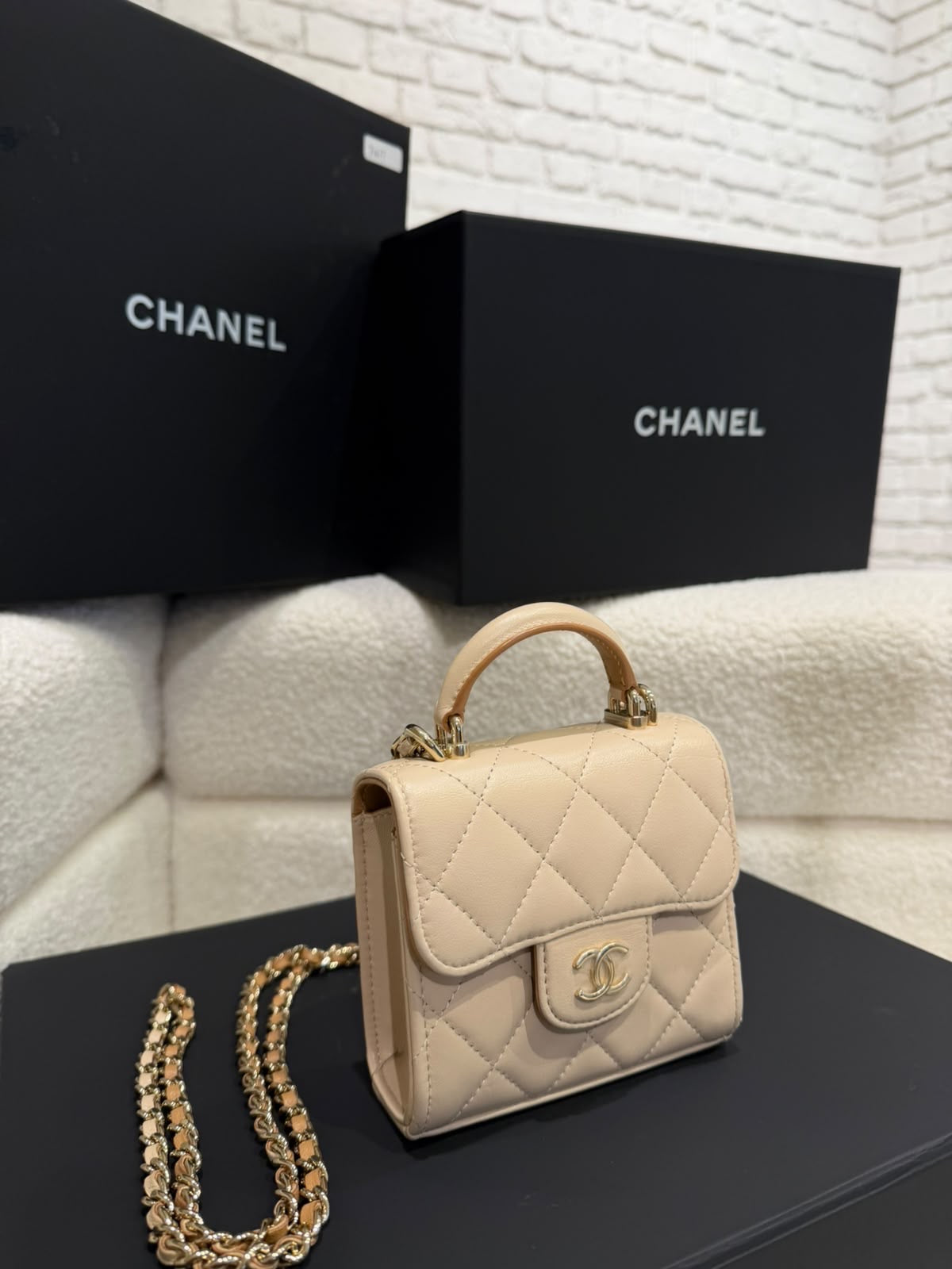 Chanel Top Handle Crossbody | Micro Mini | Lambskin Leather | Gold Hardware