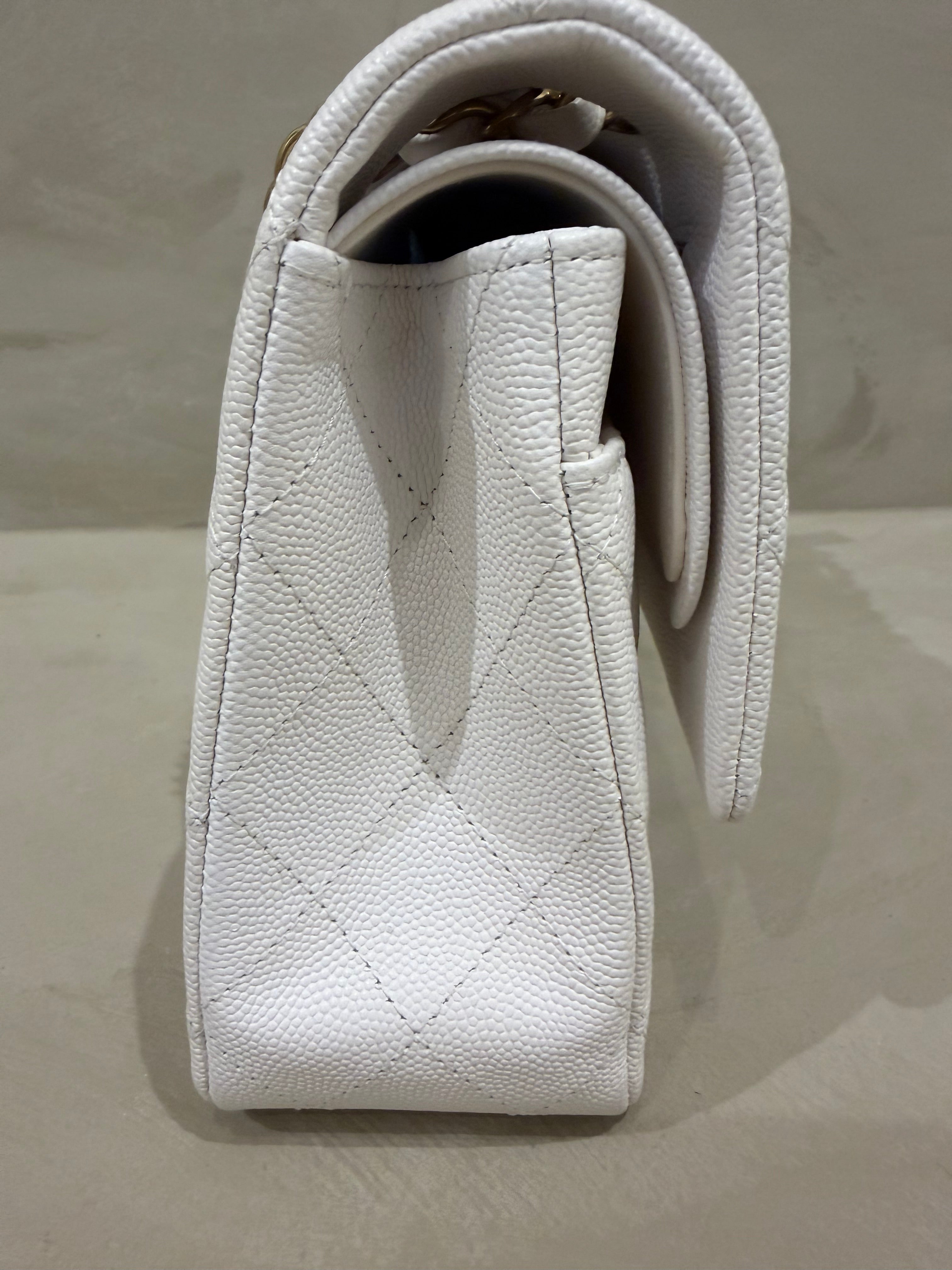 Chanel medium classic flap white