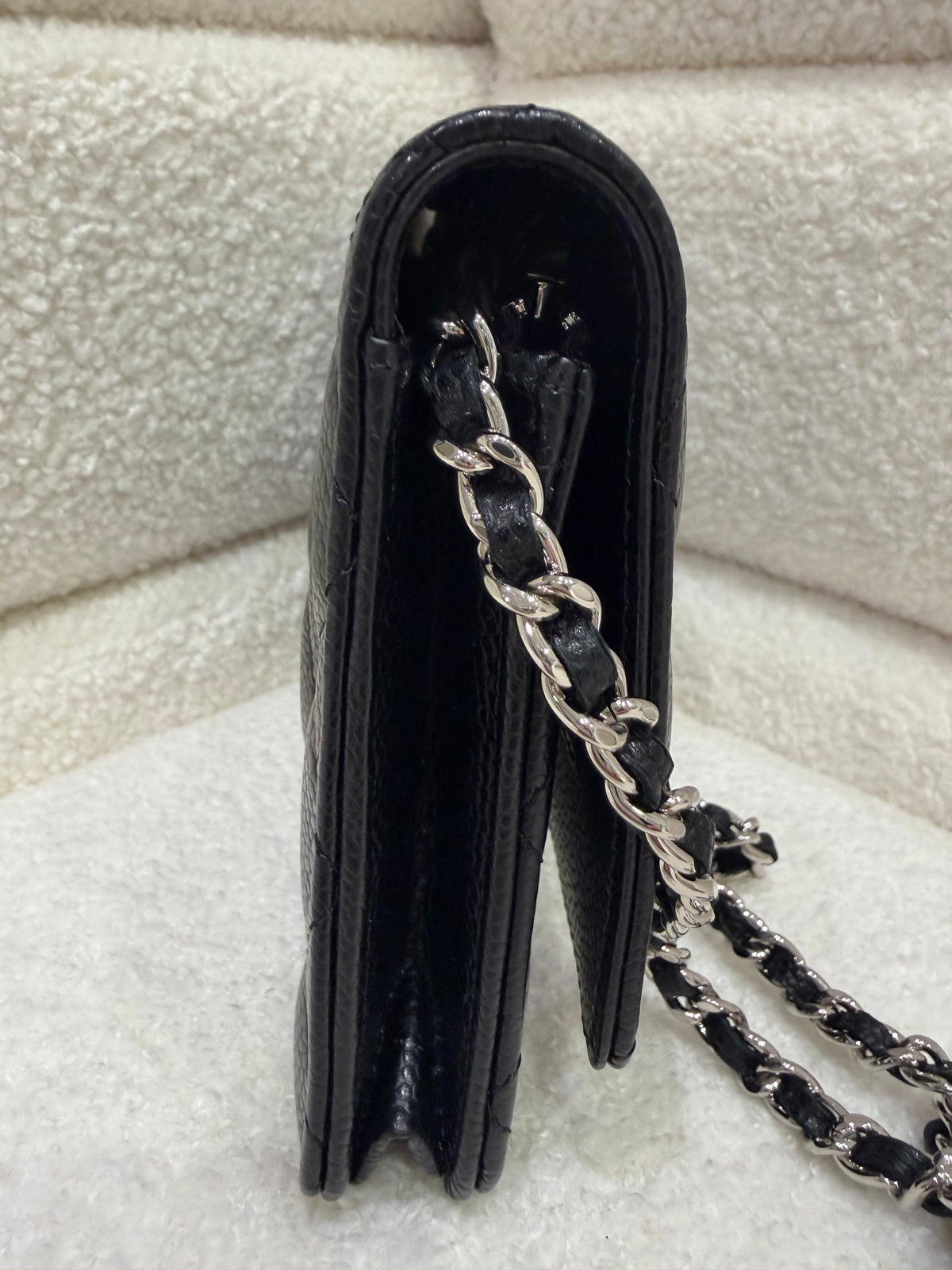 Chanel WOC Black Caviar Silver Hardware Microchip Full Set & Receipt