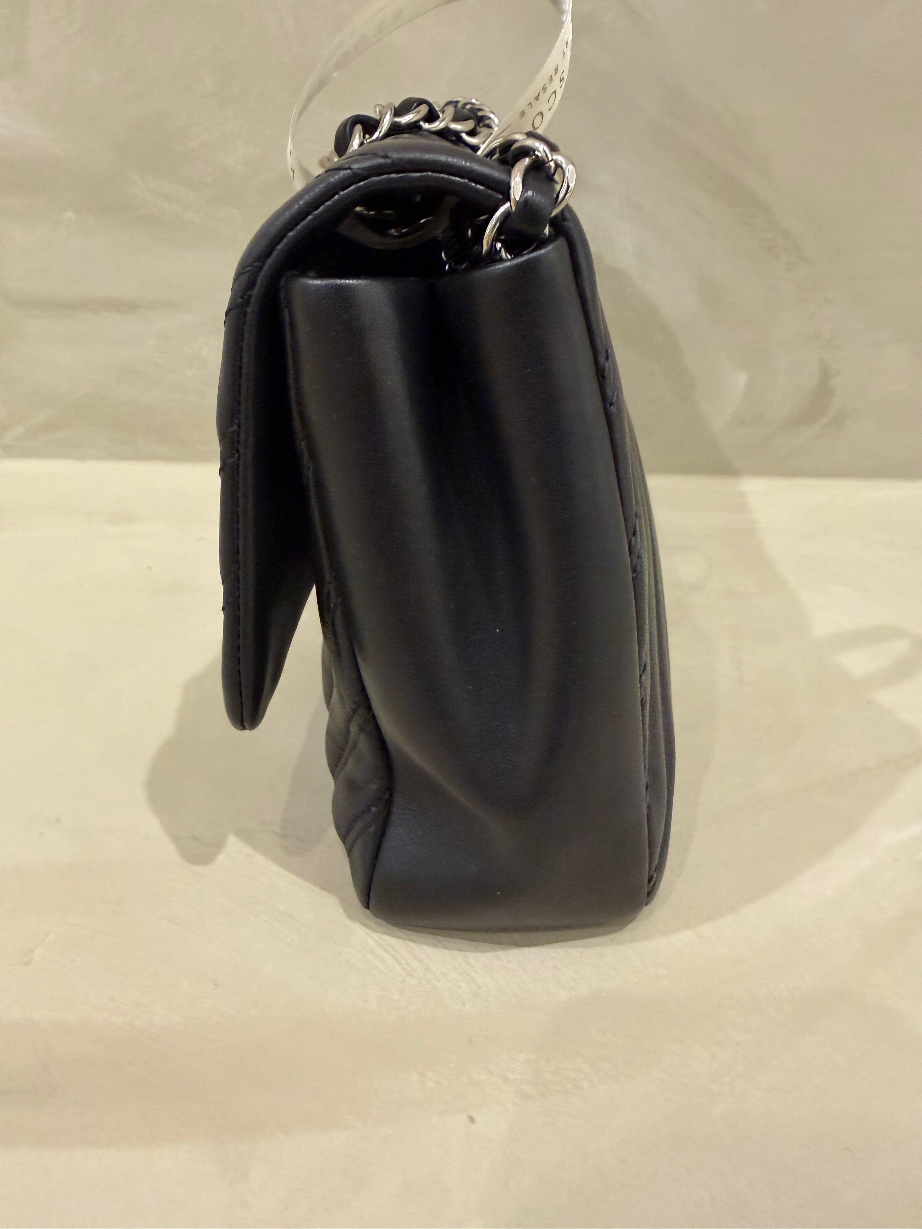Chanel Seasonal Jumbo Single Flap | Black Lambskin | Silver Hardware | Excellent