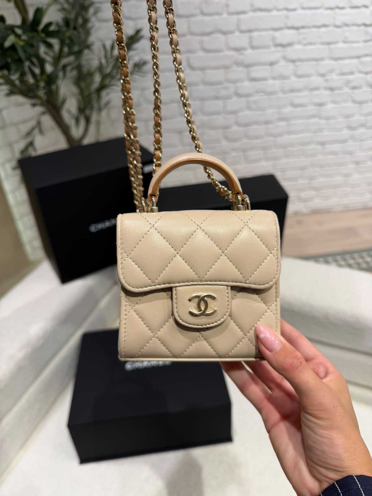Chanel Top Handle Crossbody | Micro Mini | Lambskin Leather | Gold Hardware