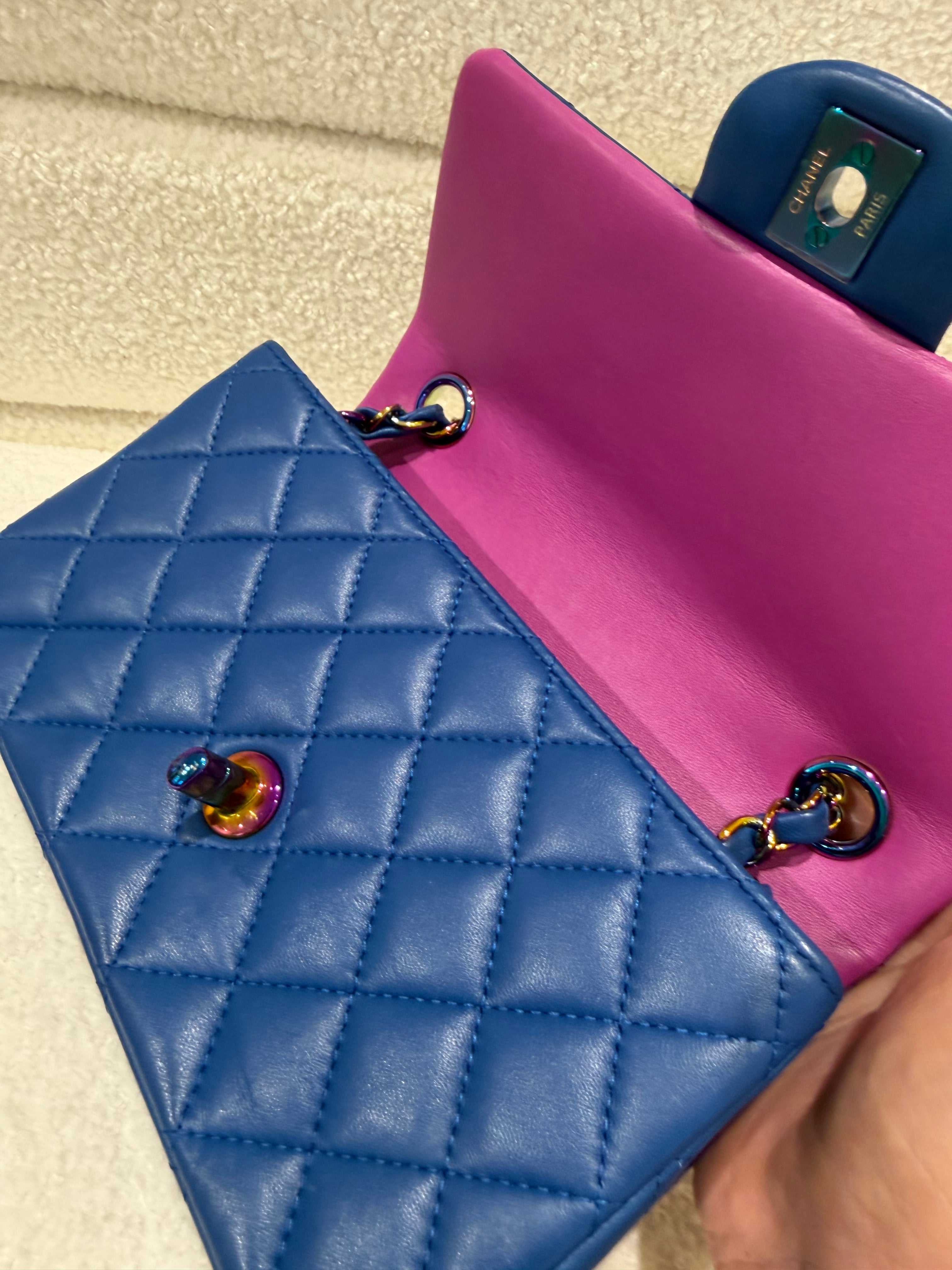 Chanel Mini Rectangle | Blue | Rainbow Hardware | Excellent condition