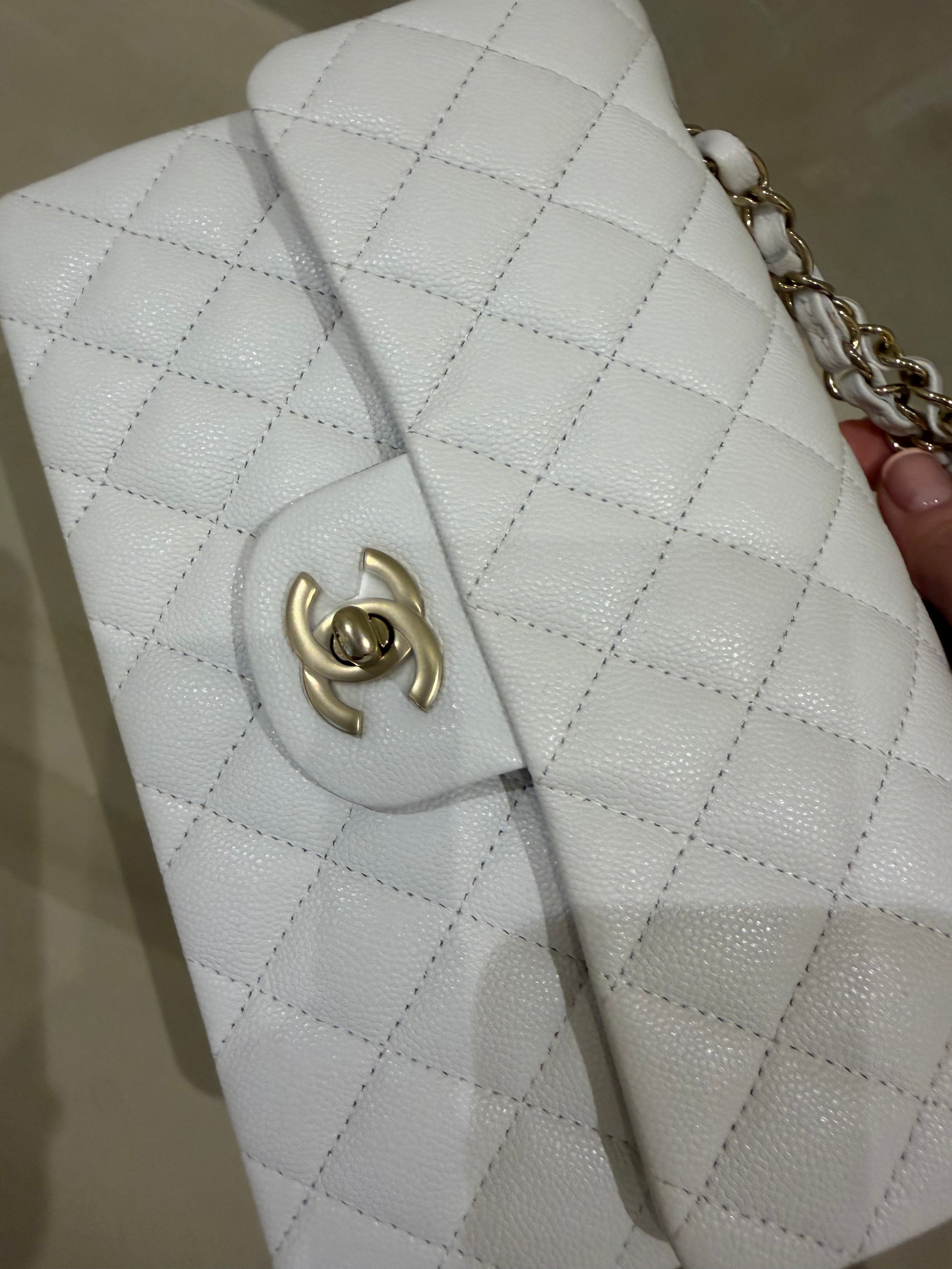 Chanel Small Caviar Classic Flap white