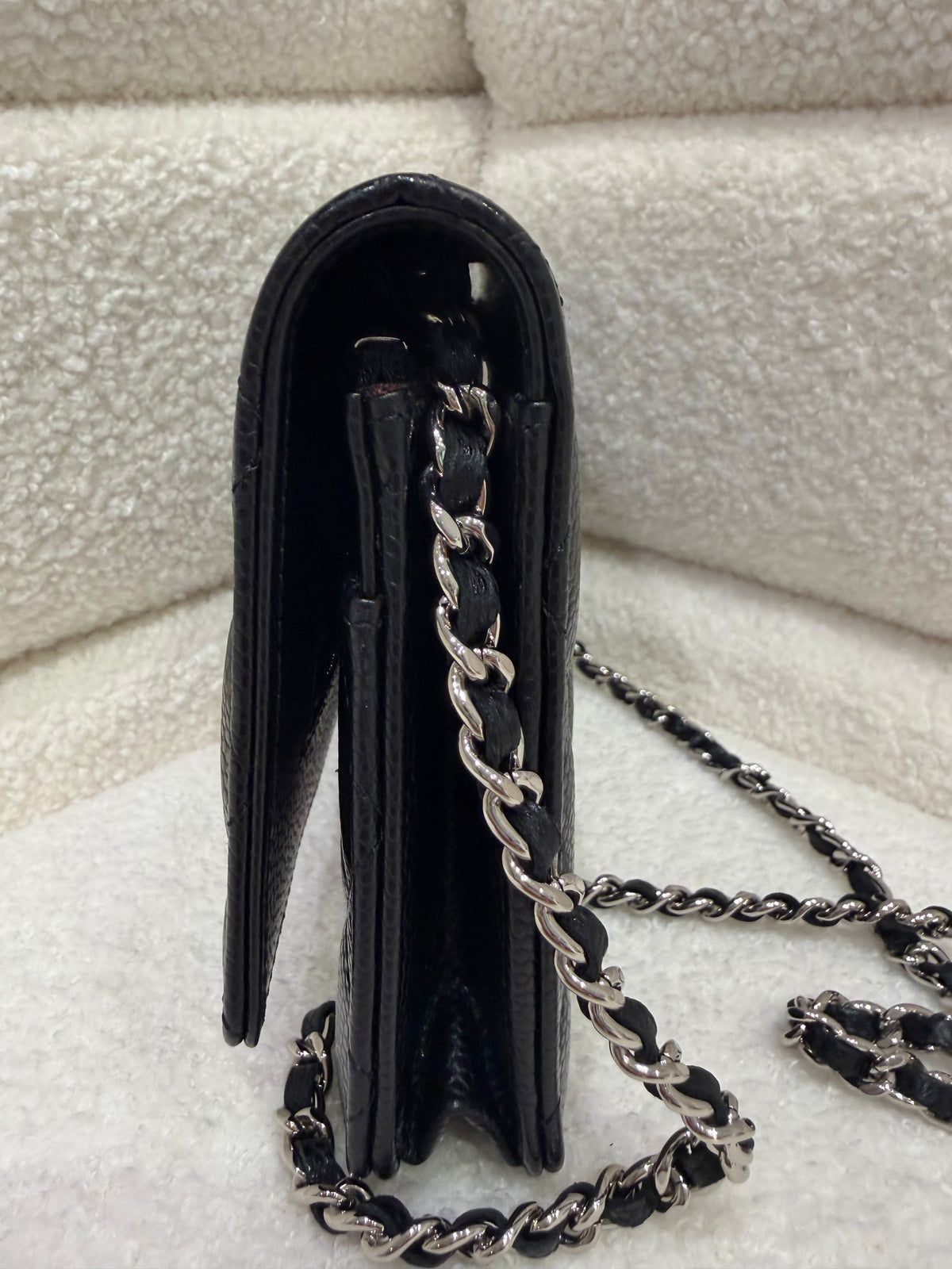 Chanel WOC Black Caviar Silver Hardware Microchip Full Set & Receipt