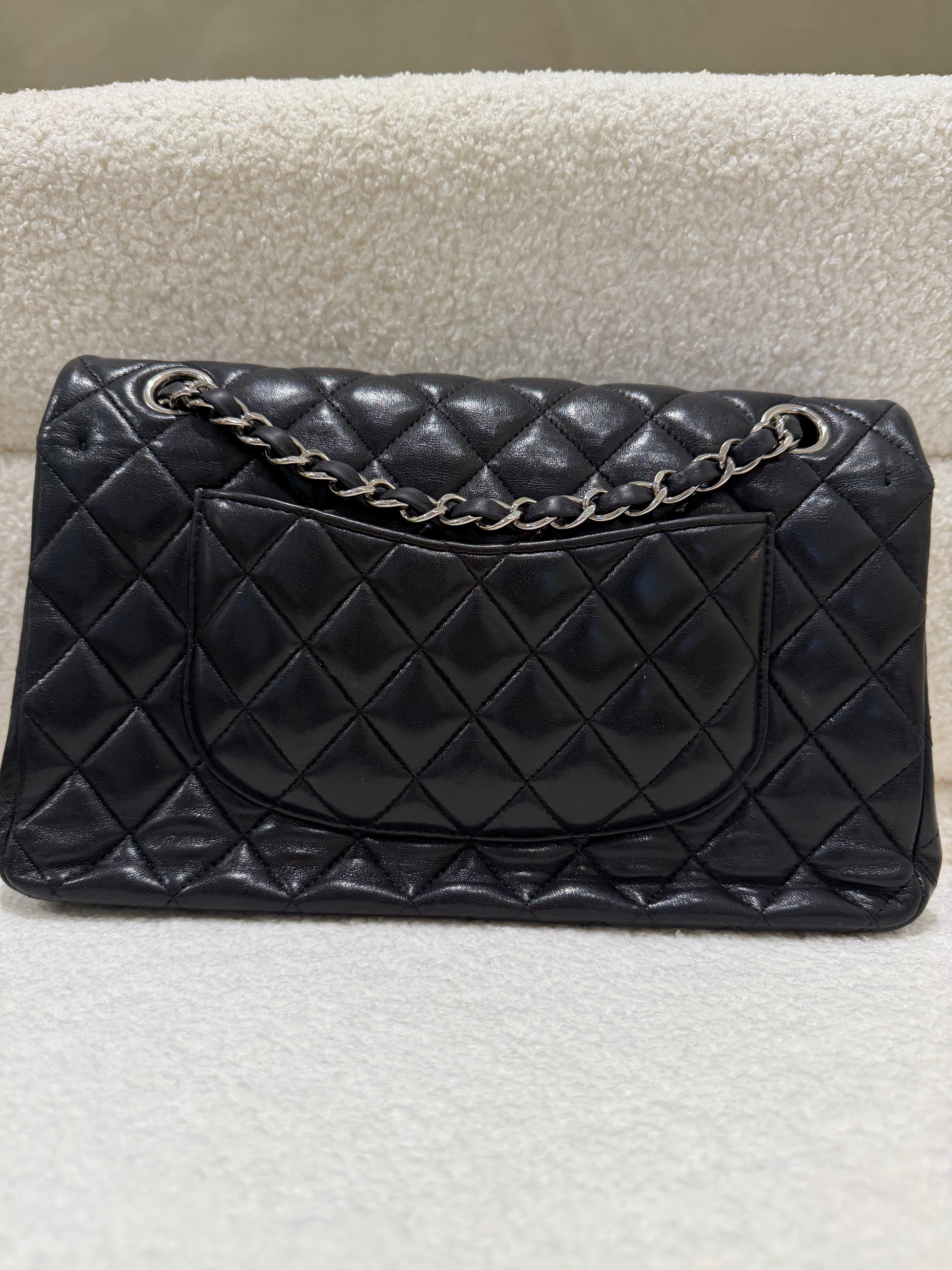 Chanel Lambskin Double Flap Bag – Silver Hardware-Good condition
