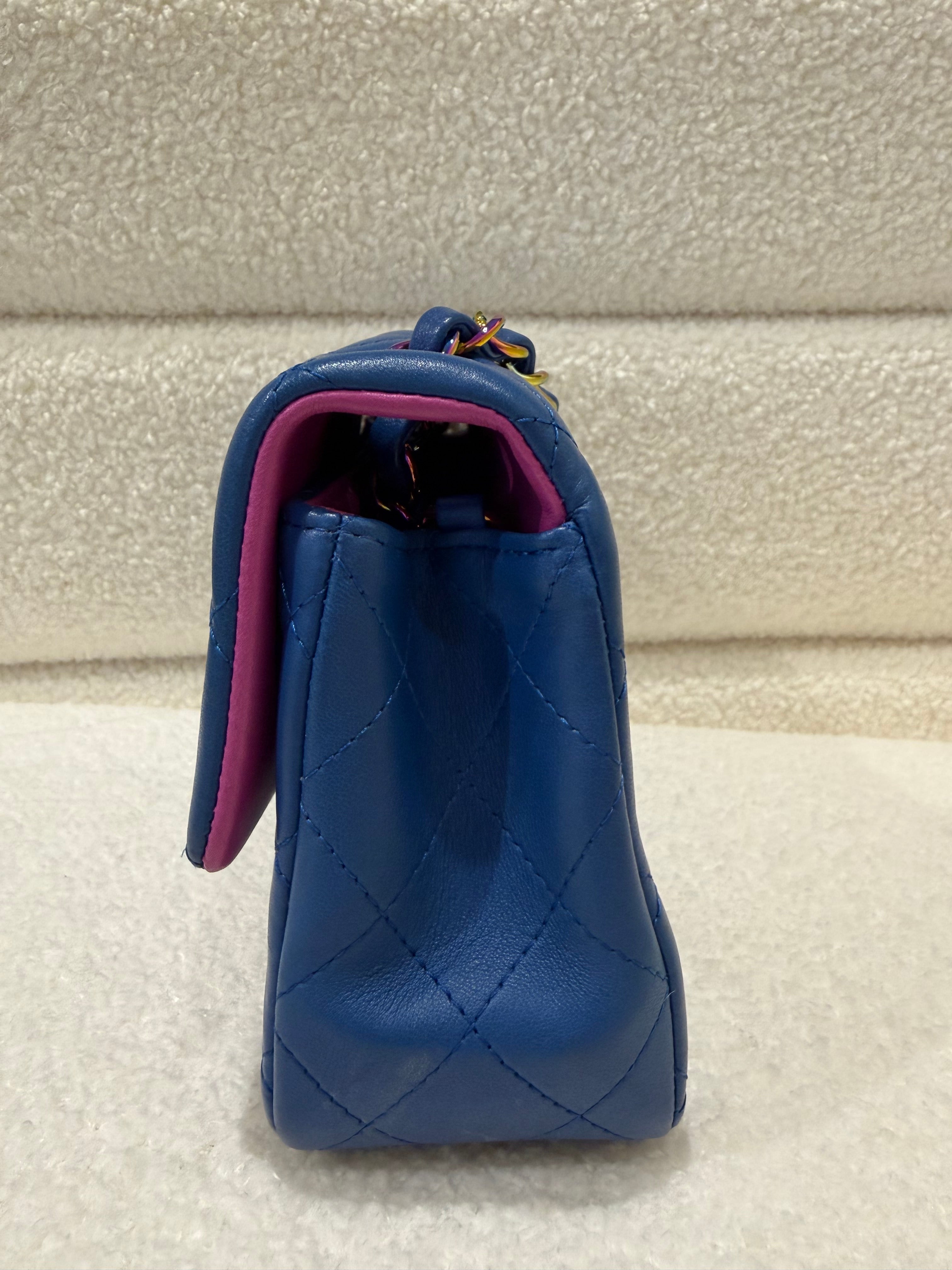 Chanel Mini Rectangle | Blue | Rainbow Hardware | Excellent condition