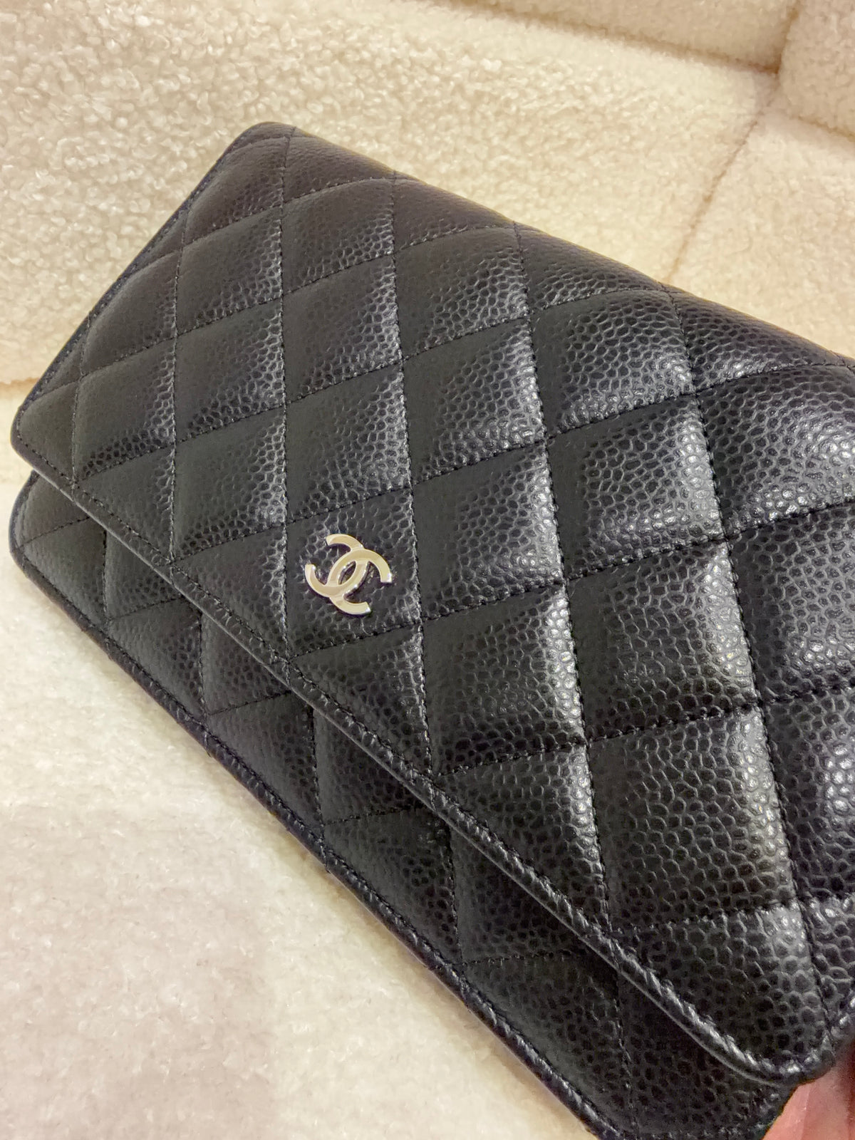Chanel WOC Black Caviar Silver Hardware Microchip Full Set & Receipt