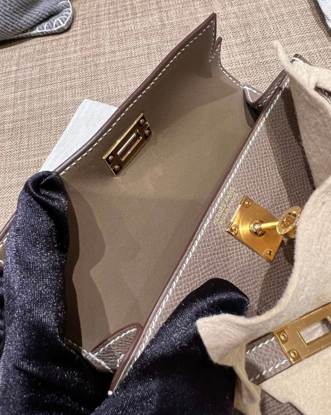 Hermes Mini Kelly Etoupe