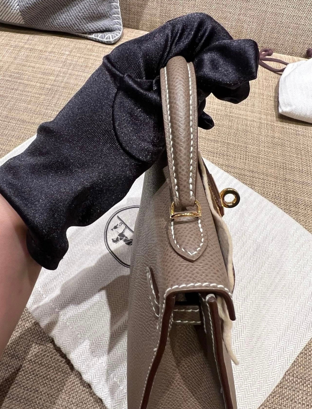 Hermes Mini Kelly Etoupe
