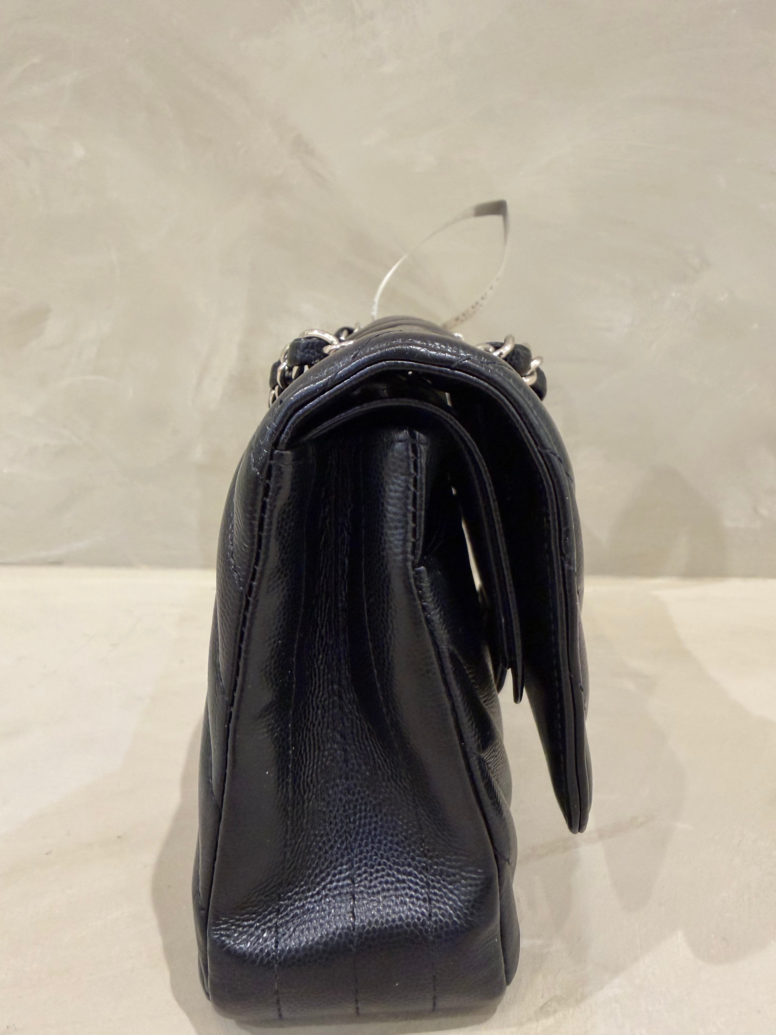 Chanel Medium Classic Flap Chevron | Black Caviar | Silver Hardware | Excellent