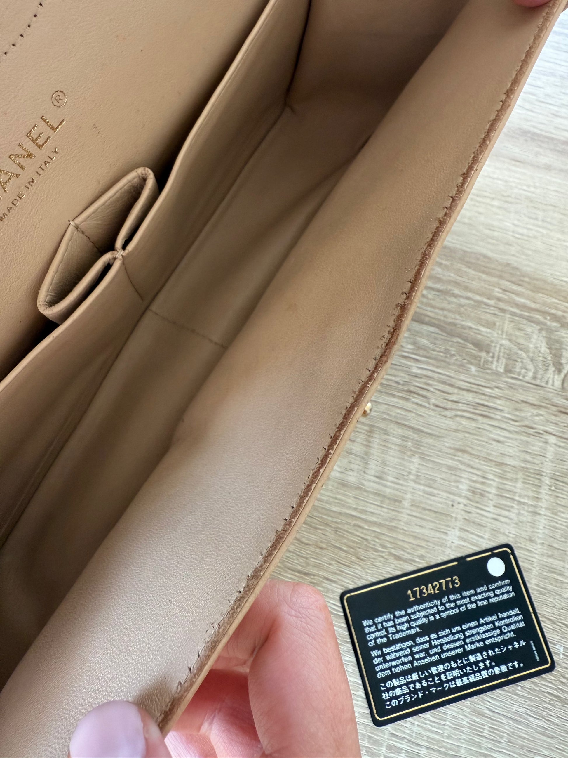 Chanel Classic Double Flap Beige Caviar Leather Jumbo