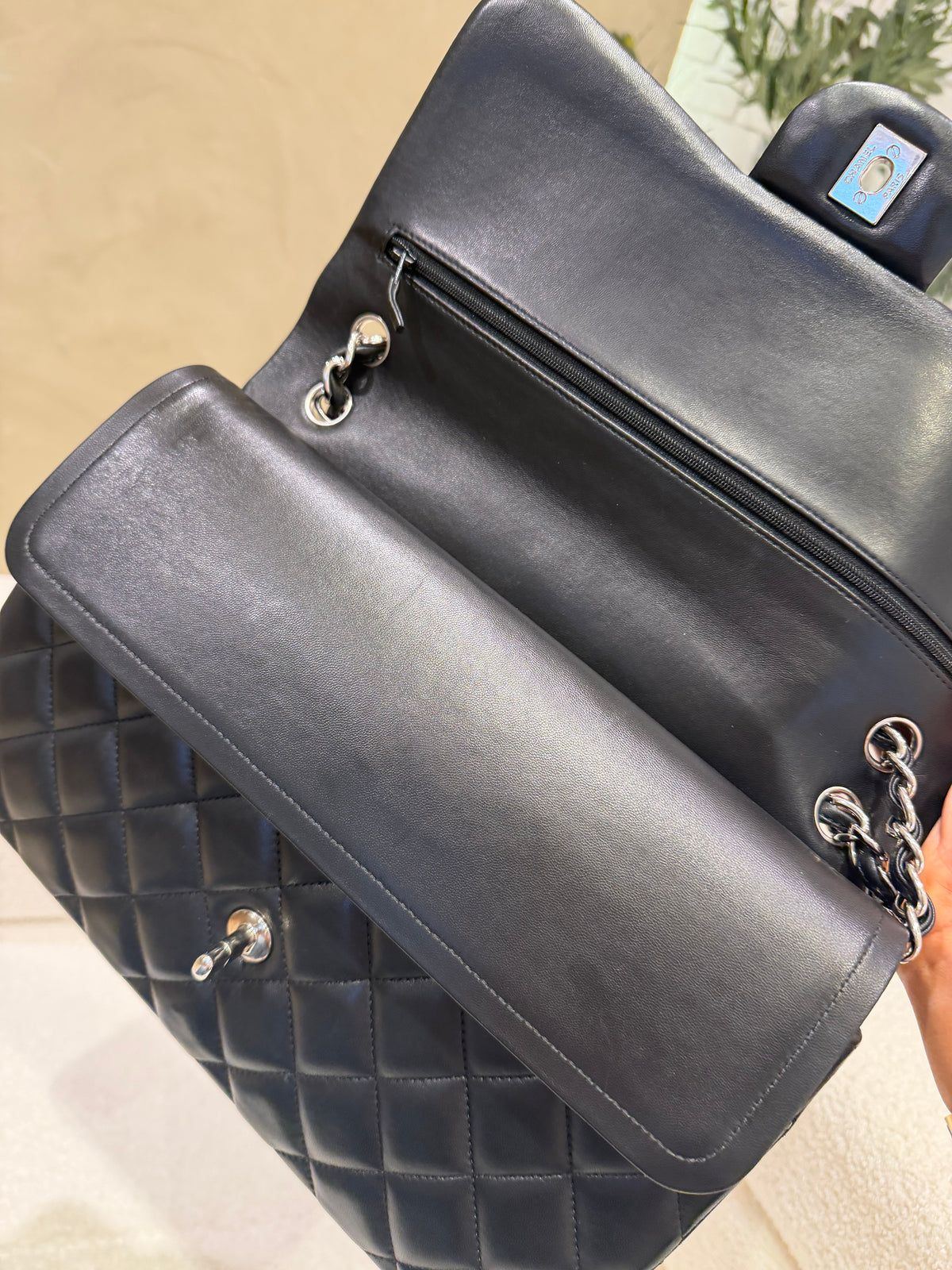 Chanel Jumbo Classic Flap – Black Lambskin | Silver Hardware | Series 19