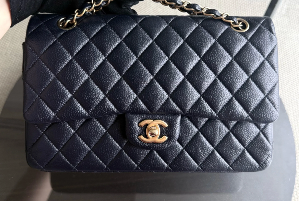 Chanel Classic Double Flap Blue Caviar leather Medium