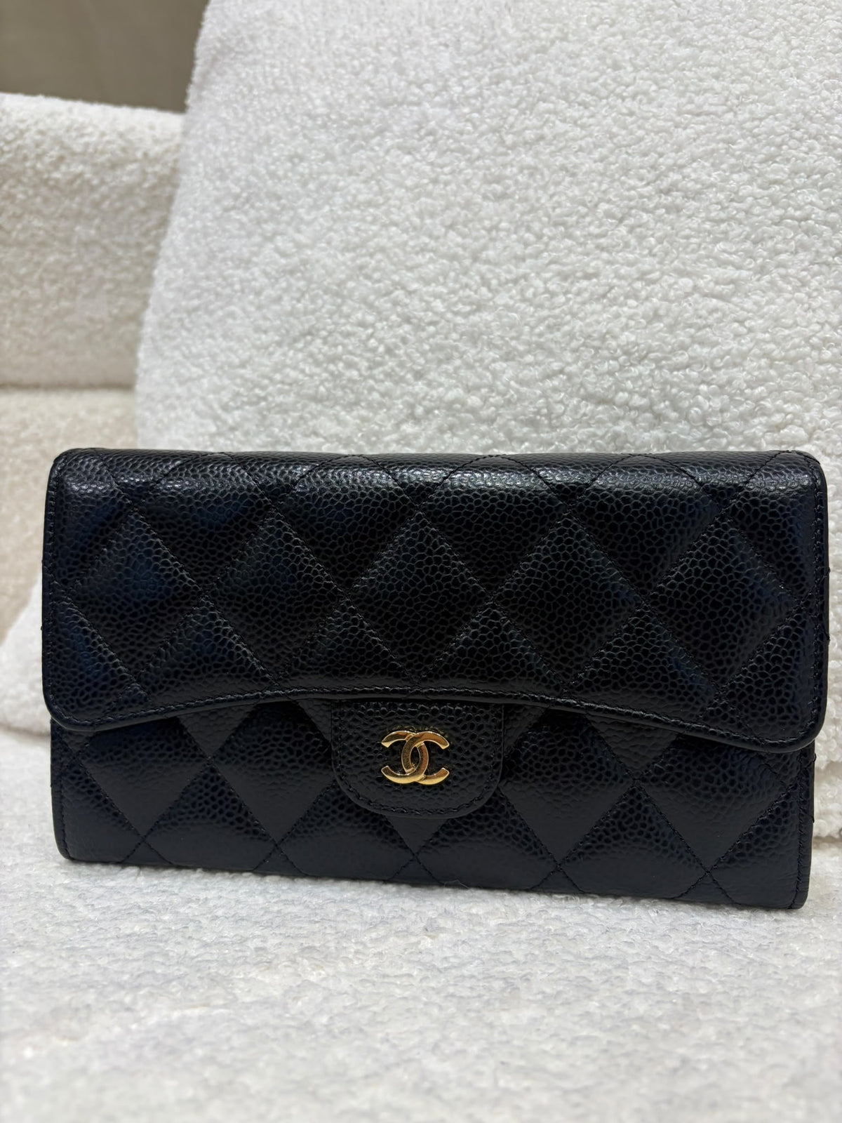Chanel Classic Quilted Long Flap Wallet – Black Caviar Leather | Gold Hardware | Series 24
