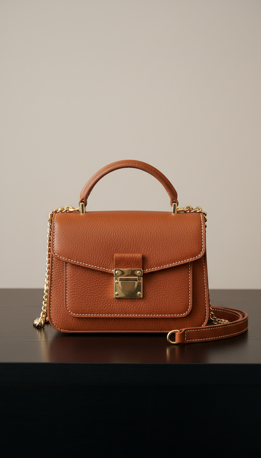 Croc-Embossed Top Handle Satchel